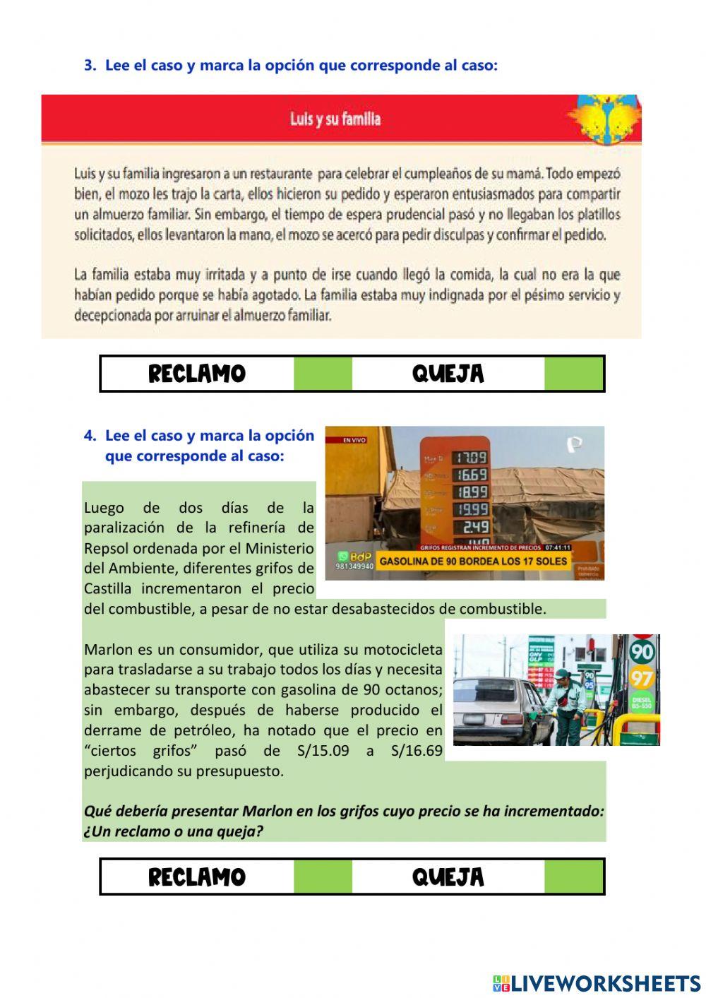 ACTIVIDAD 3 : Diferenciando Reclamos y Quejas - 5to. Secundaria