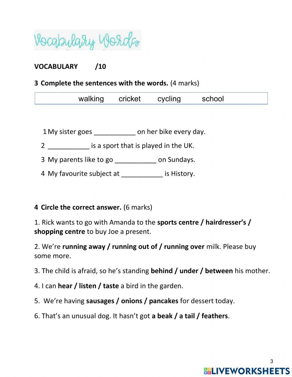 Diagnostic test 2ESO