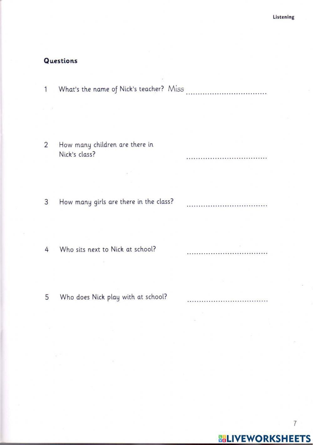 Starters 8 test 1 listening