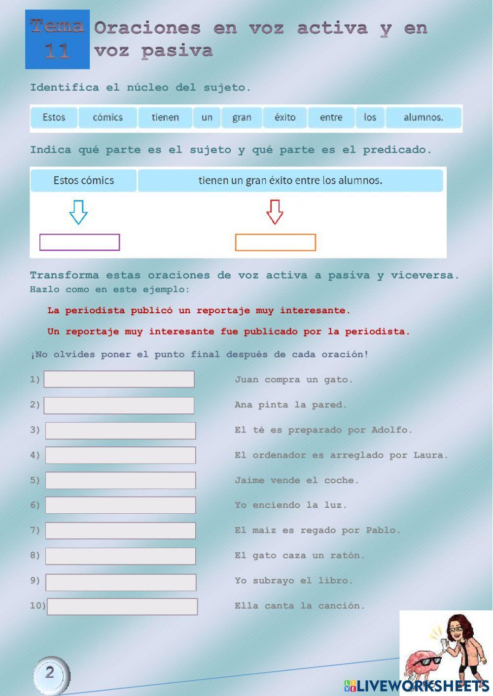 Oraciones en voz Activa y en voz Pasiva Oraciones en voz Activa y en voz Pasiva