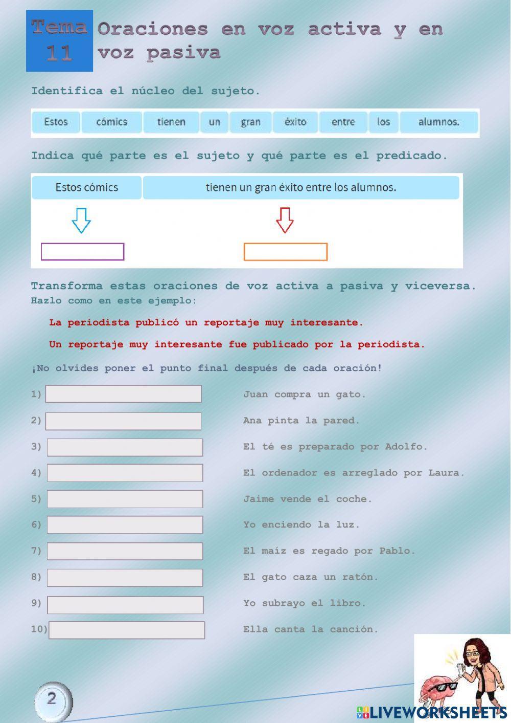 Oraciones en voz Activa y en voz Pasiva