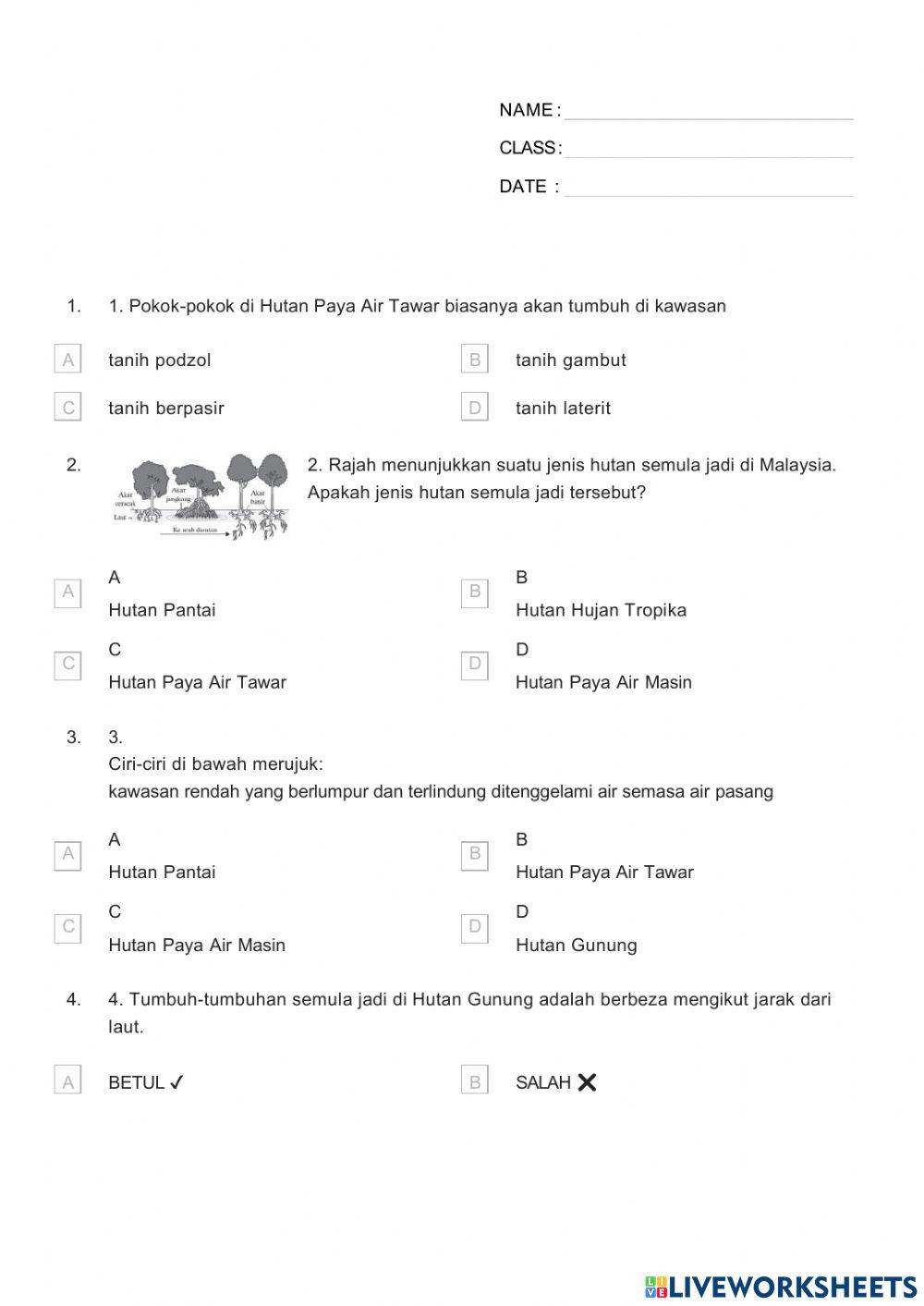 T3 GEO BAB 4.1 - Jenis & Taburan Tumbuh-tumbuhan Semula Jadi di Malaysia