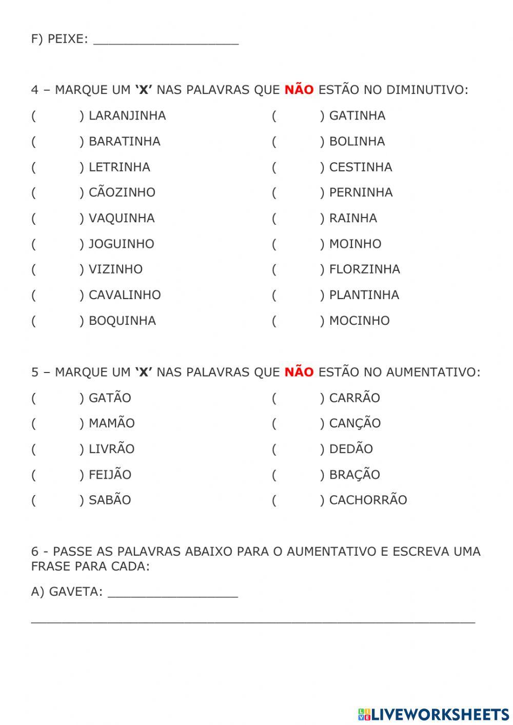 Aumentativo e diminutivo