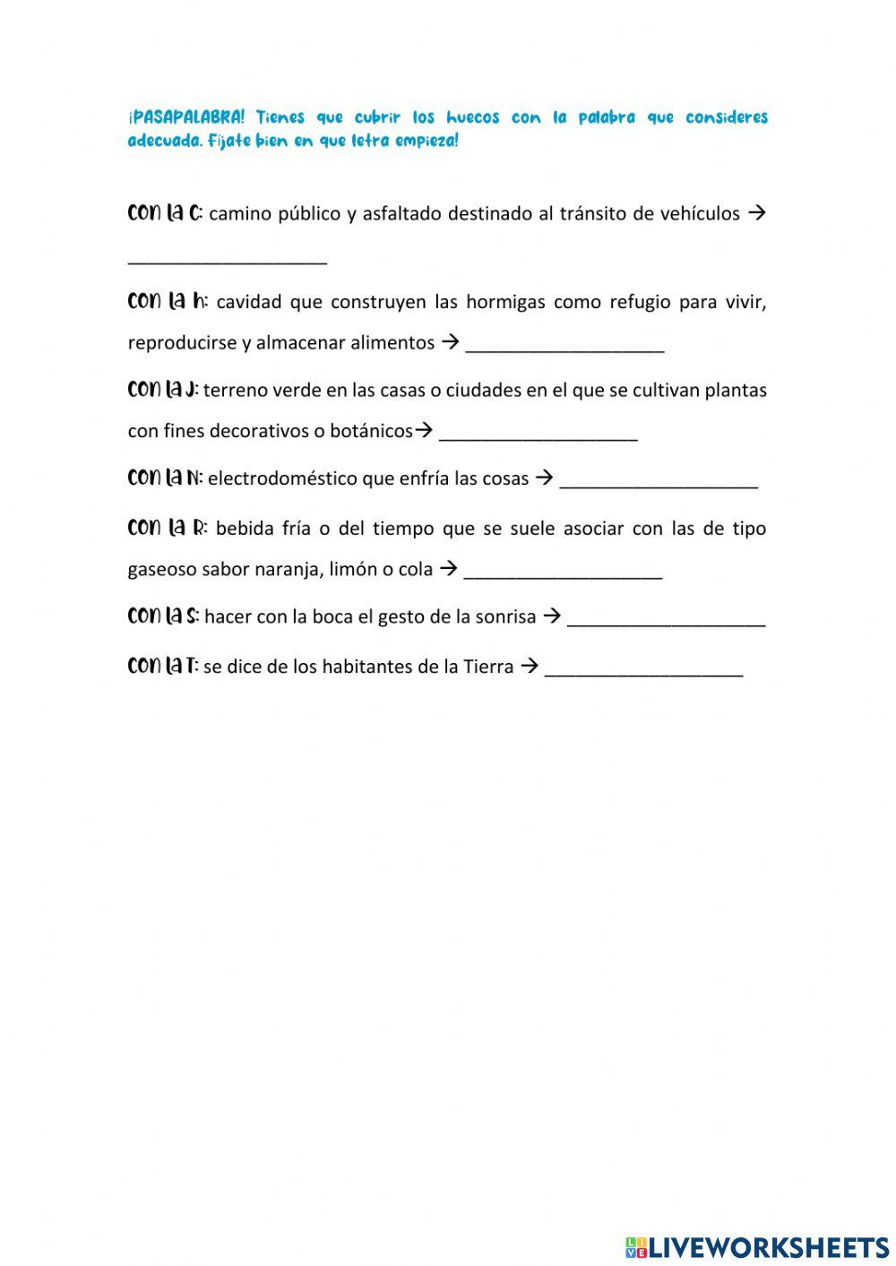 Mini pasapalabra fonema r