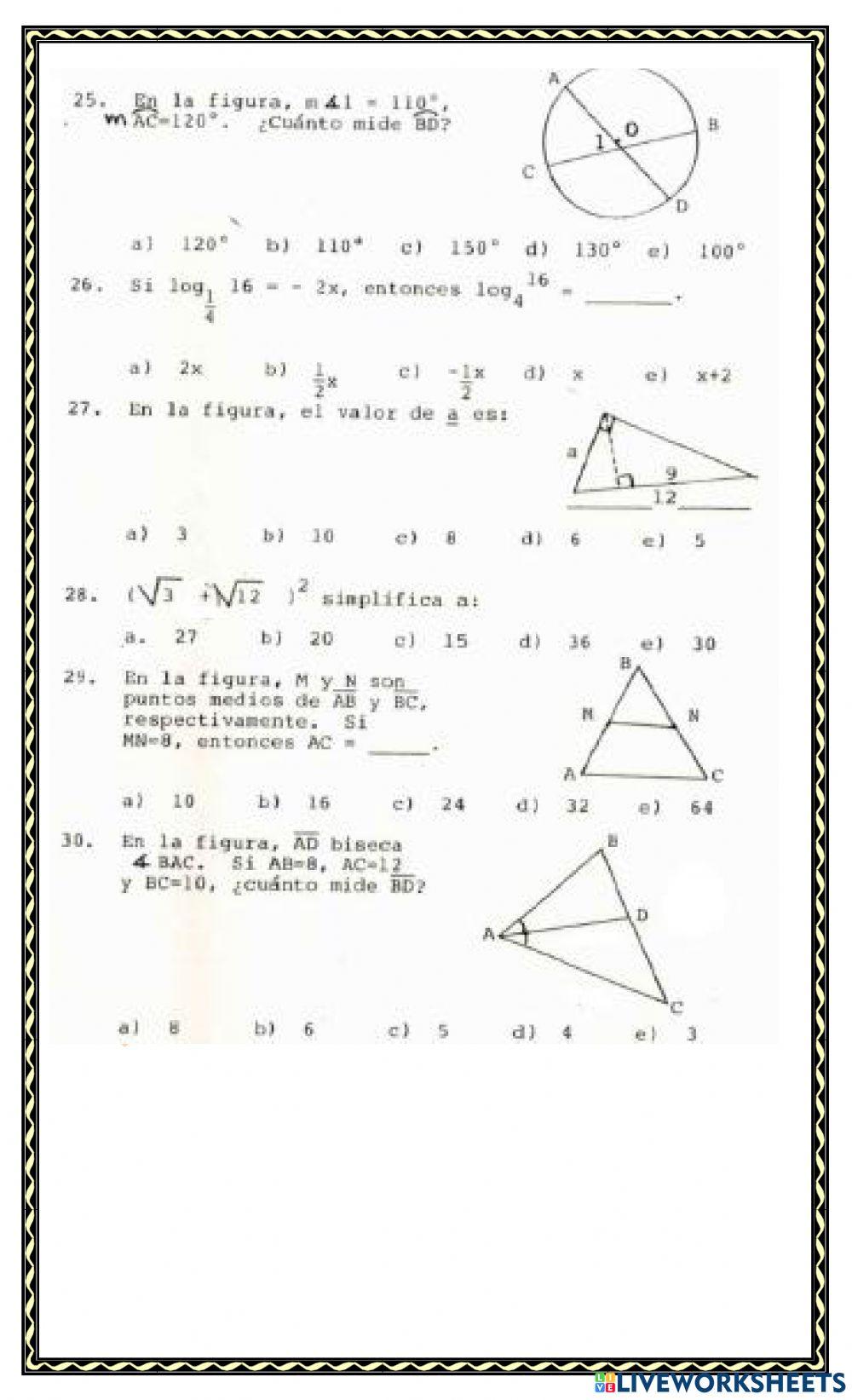 Repaso de College Board (PEAU) Parte I(3) Matemática