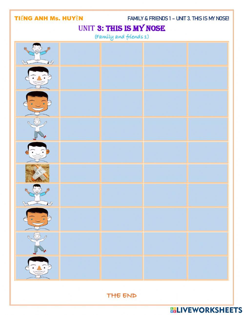 Family and friends 1 - unit 3. this is my nose