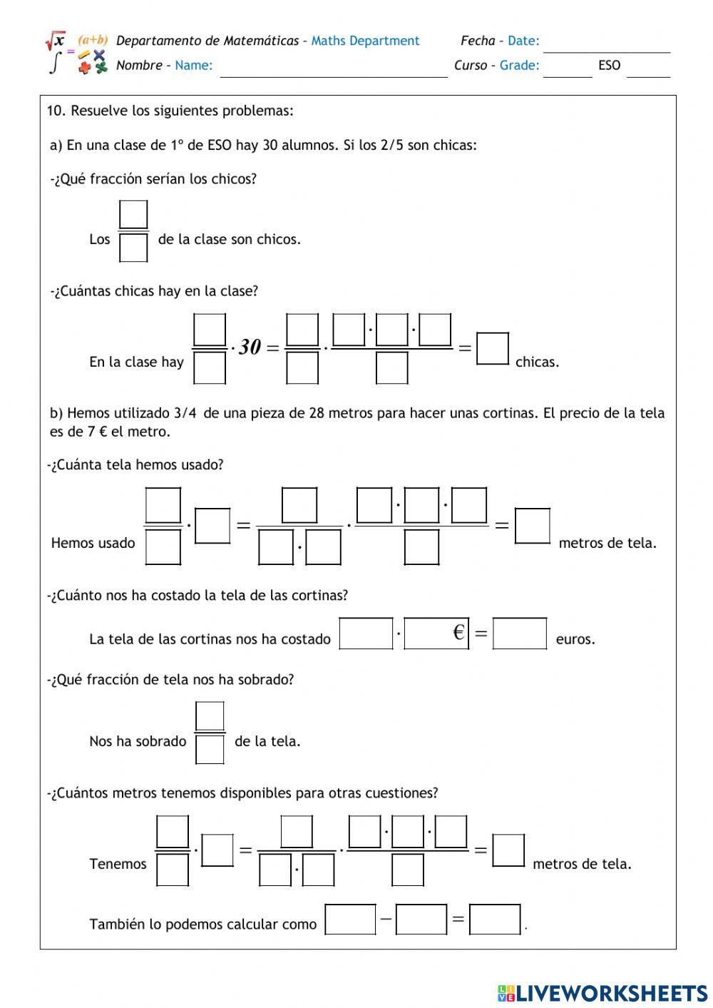 Números racionales (III) ESO 1º Refuerzo