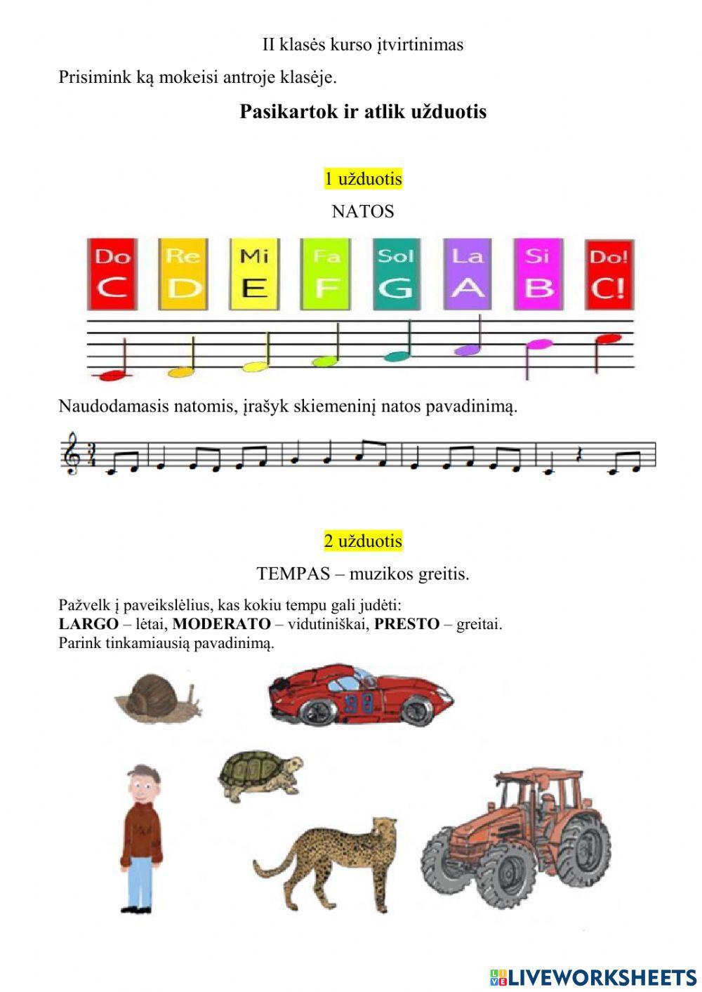 Muzikos natos, terminai, simboliai