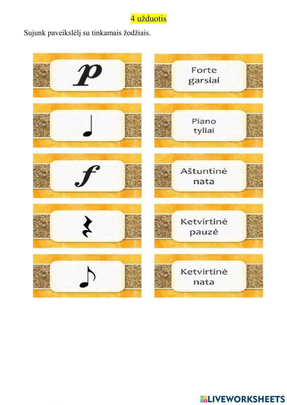 Muzikos natos, terminai, simboliai