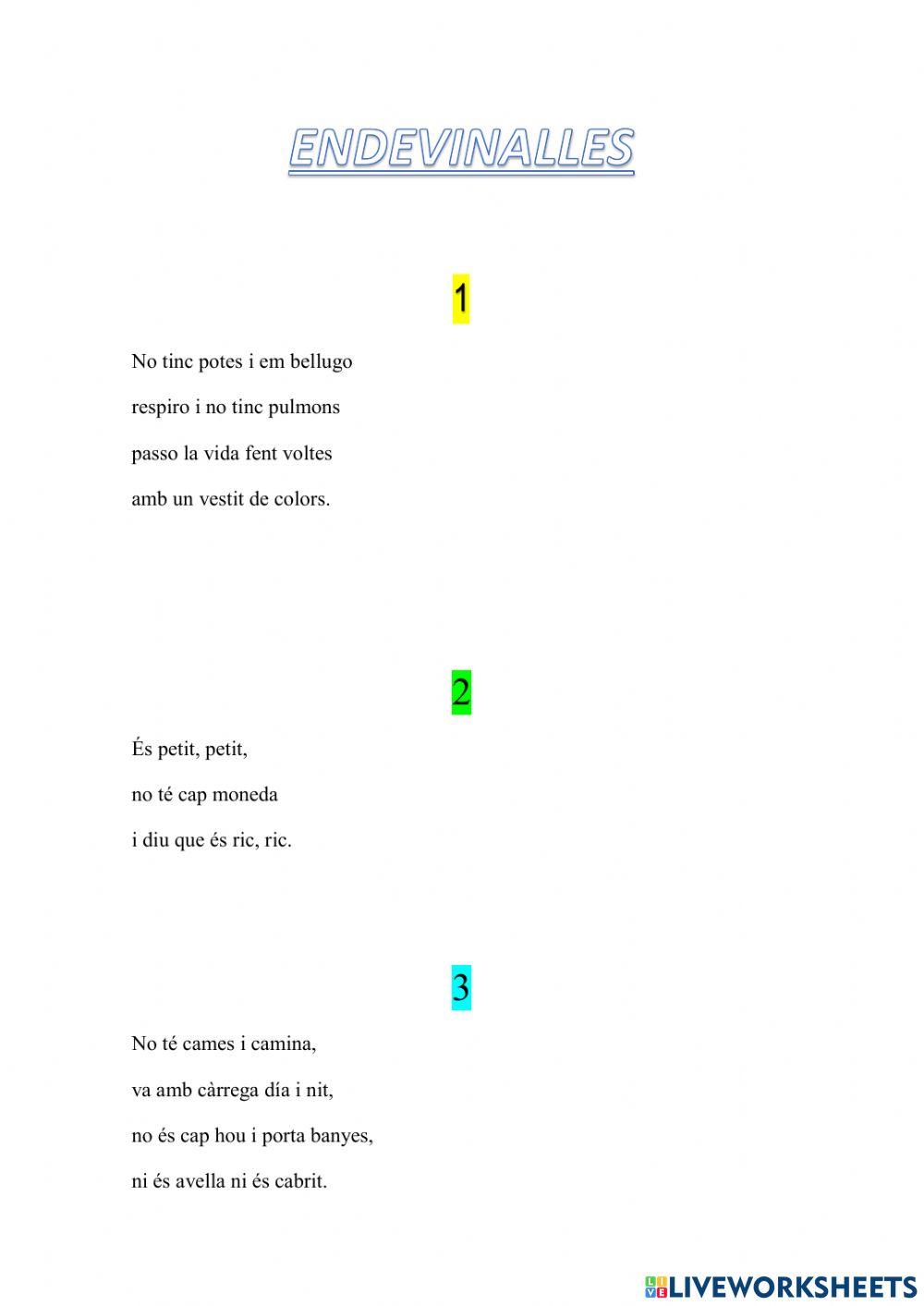 Endevinalles en català d'animals