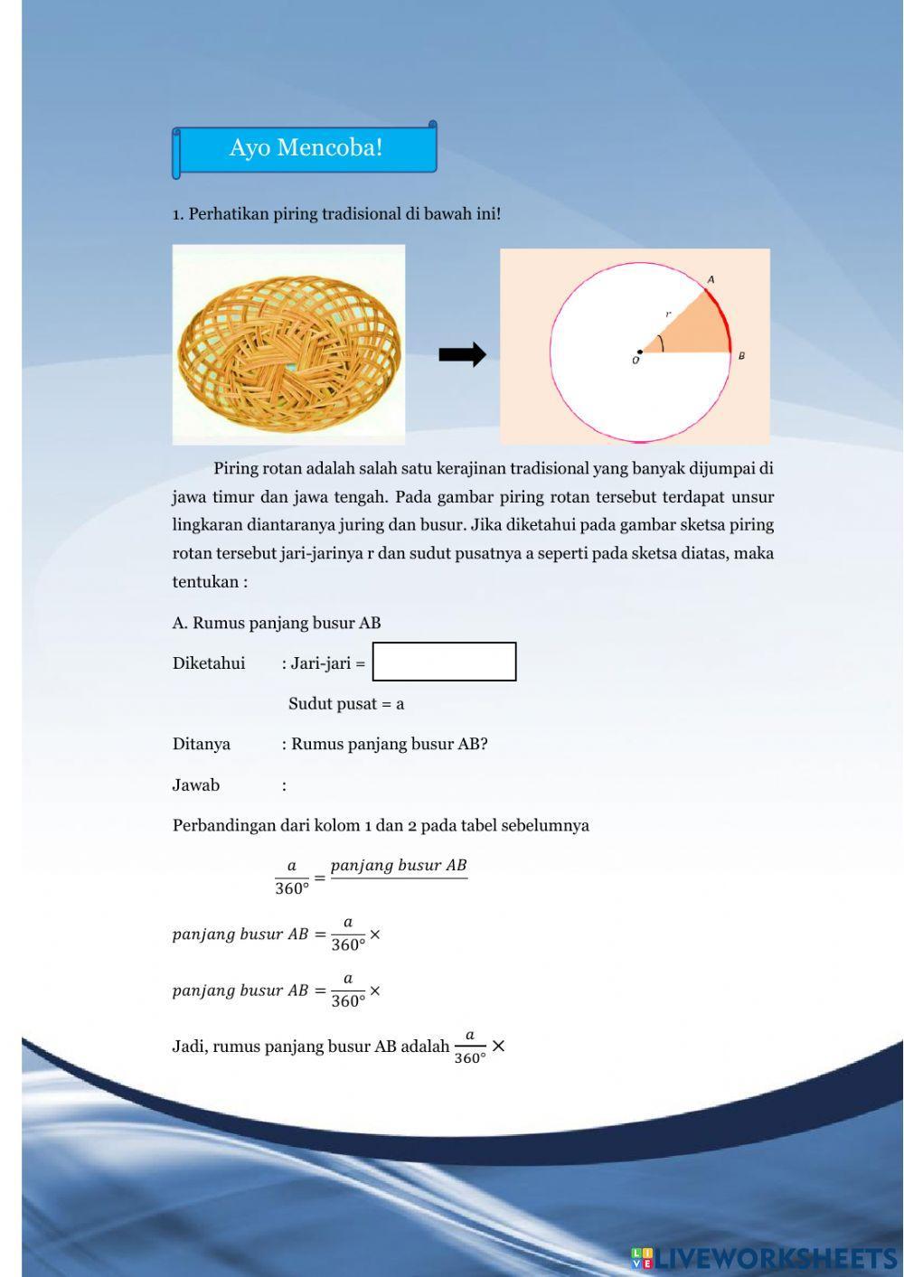 Lembar Kerja Peserta Didik 4 -Panjang Busur dan Luas Juring Lingkaran-