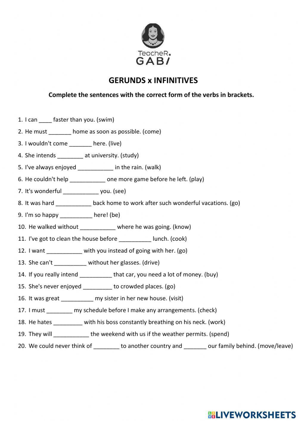 Gerunds x Infinitives