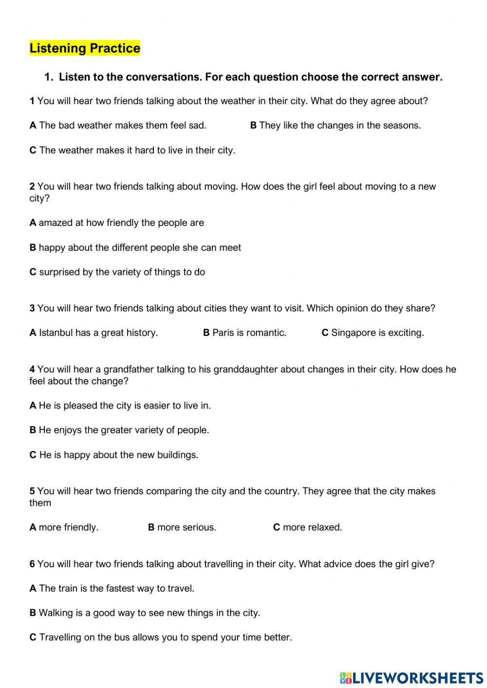 Listen to  conversations and fill the gaps