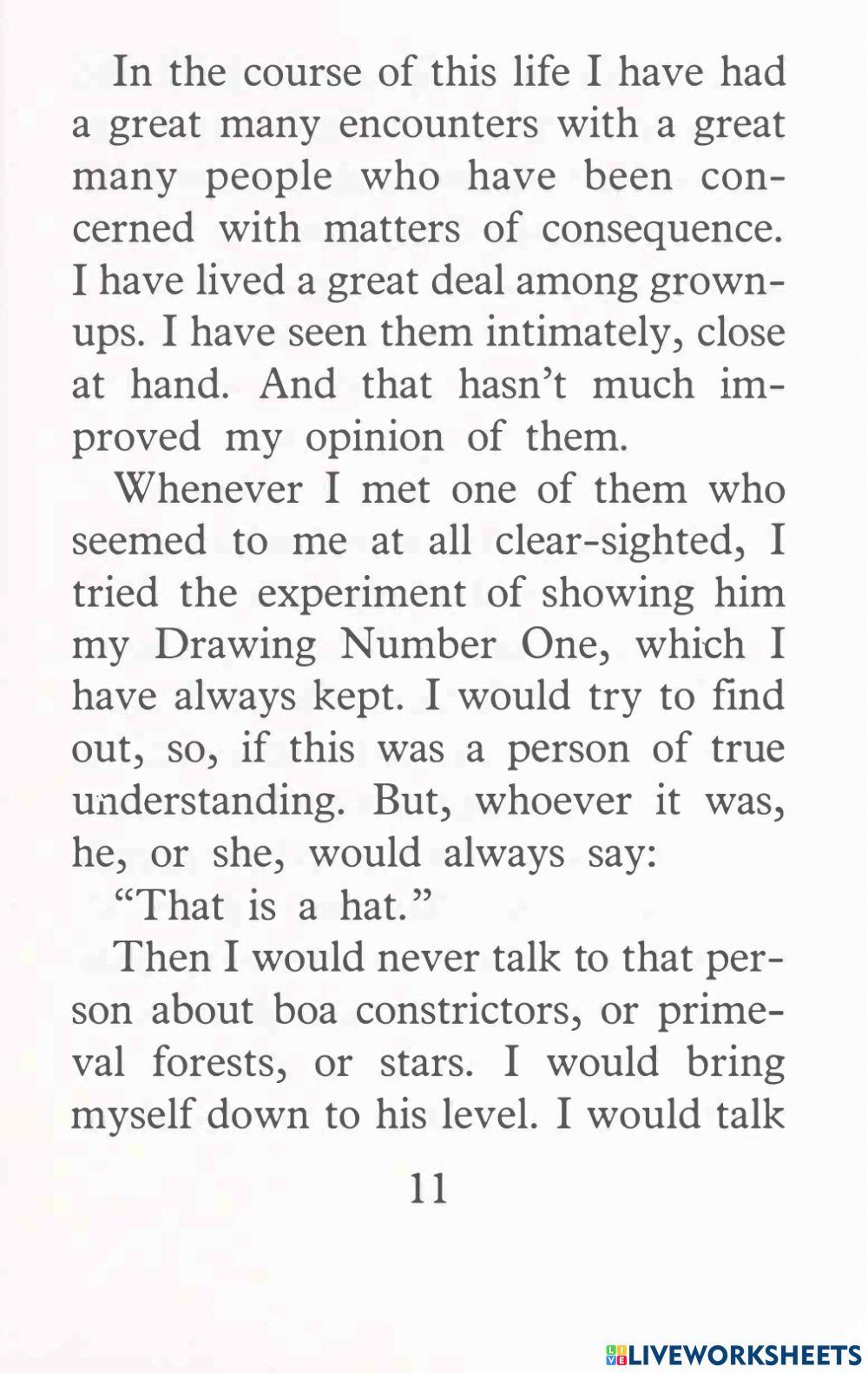 Vocab-The Little Prince 1-Fill in the blank