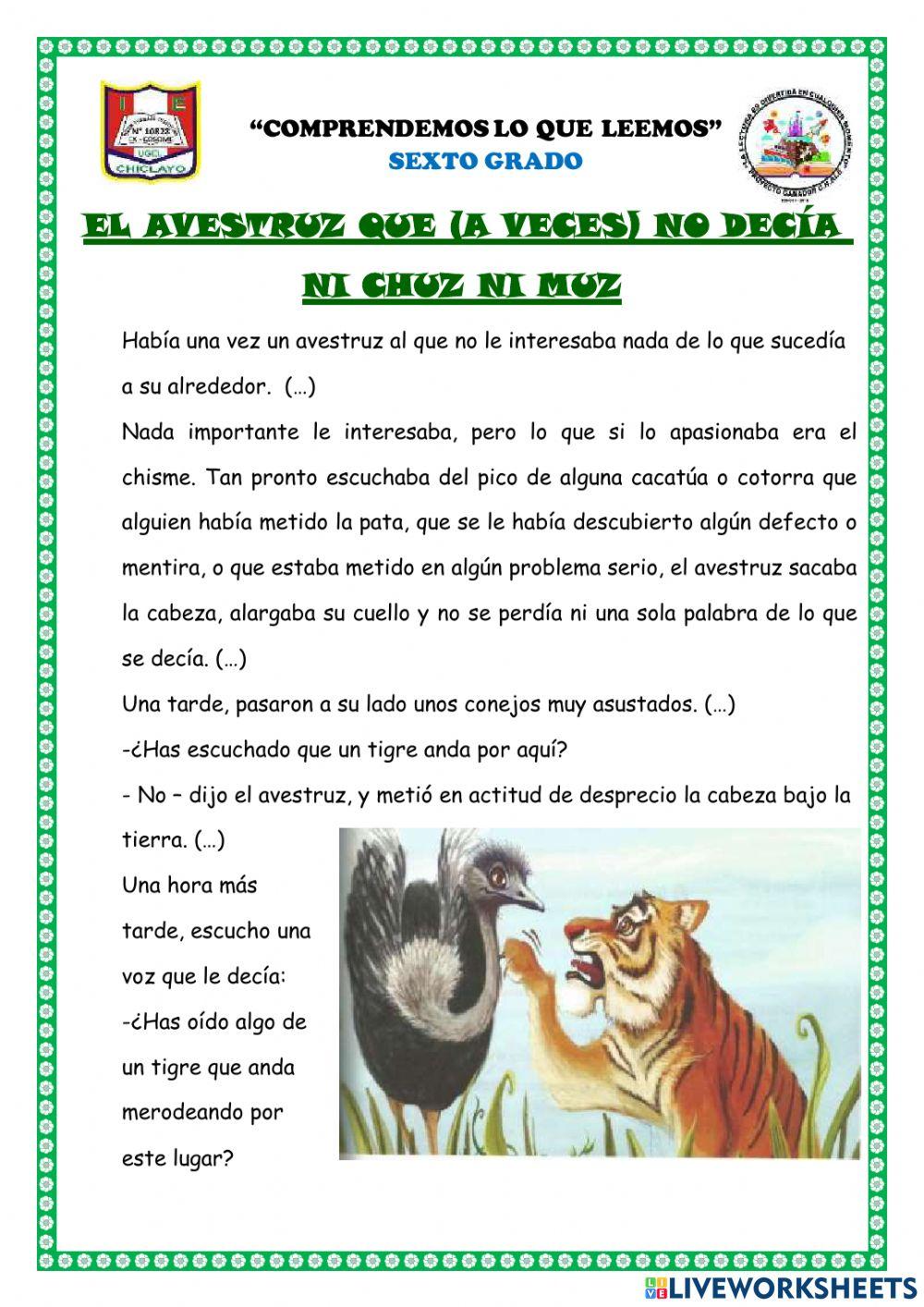 El avestruz que a veces no decía ni chuz ni muz