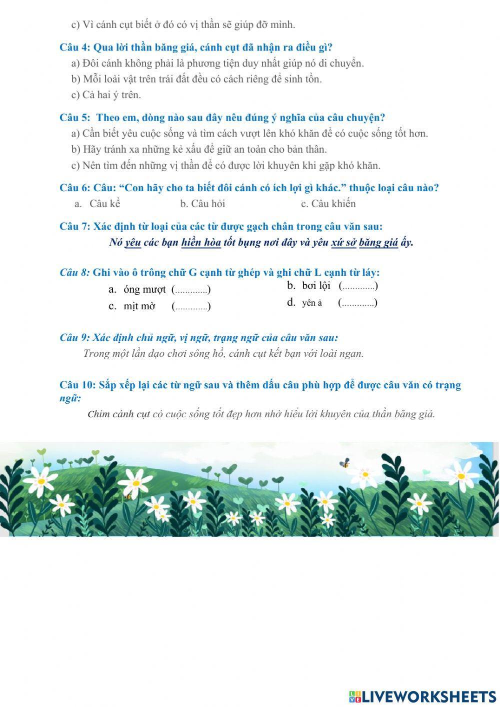 Kiểm tra tiếng việt lớp 4 - đọc hiểu