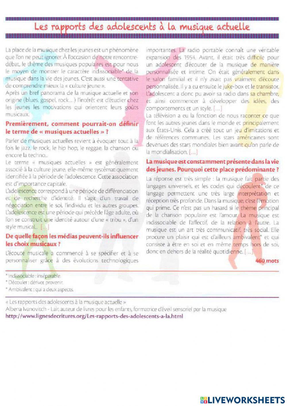 Devoir, ado 4 module 3 leçon 5