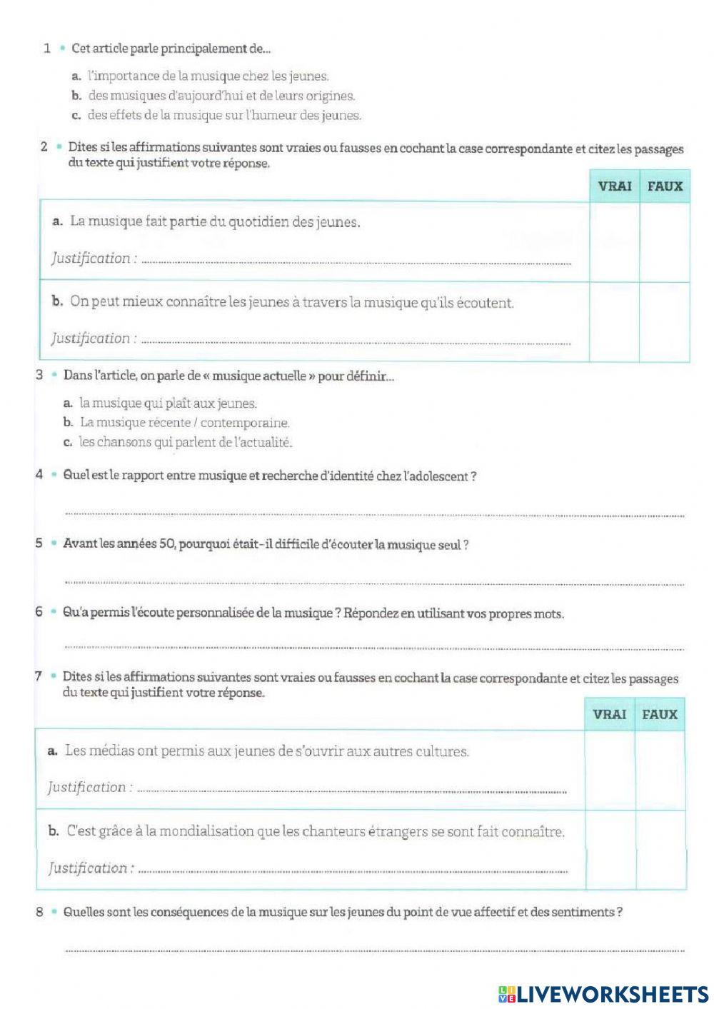 Devoir, ado 4 module 3 leçon 5