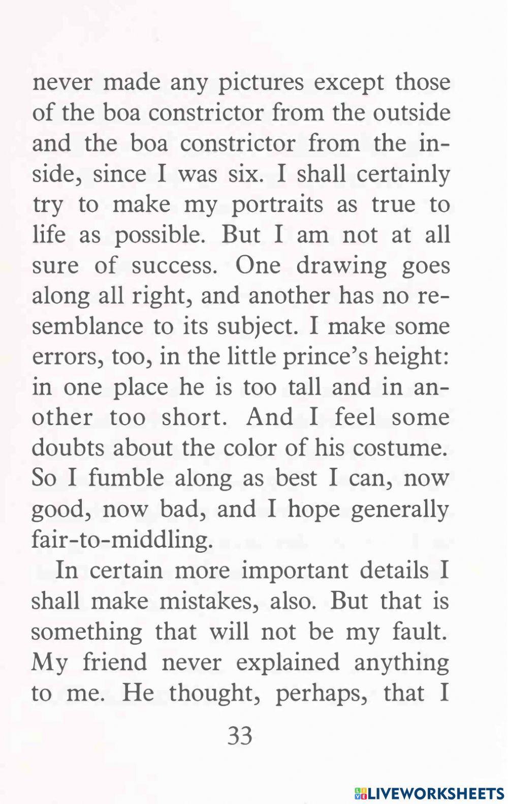 Vocab-The Little Prince 3-Fill in the blank