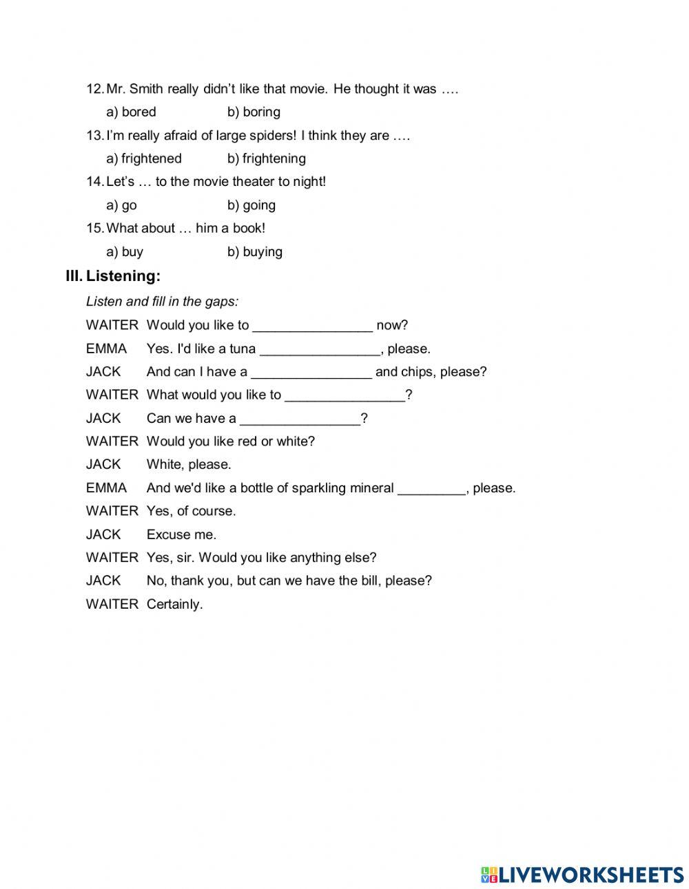 FINAL TEST - Junior Elementary