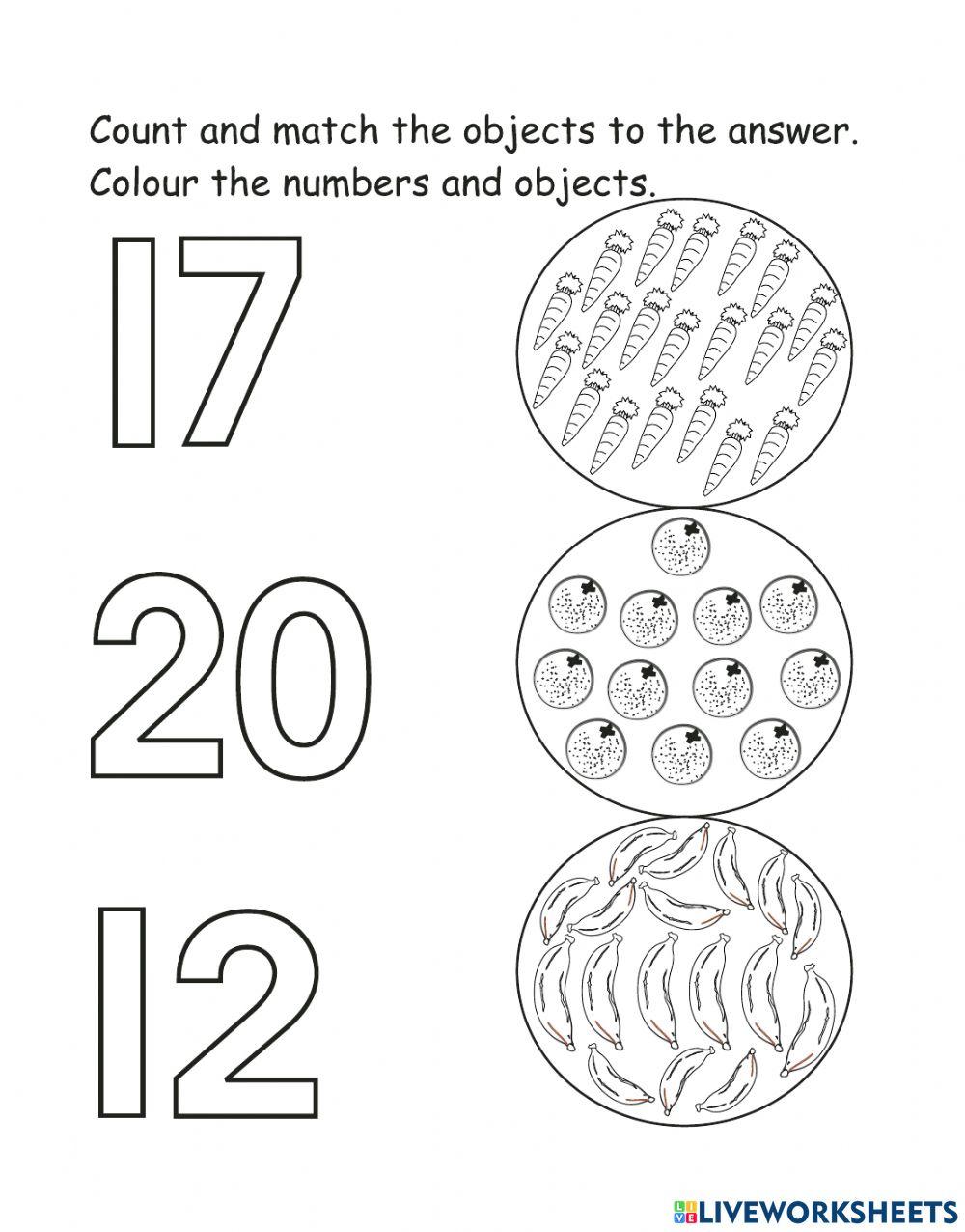 Count And Match Worksheet For KG1 Live Worksheets Count And Match Worksheet For KG1 Live Worksheets