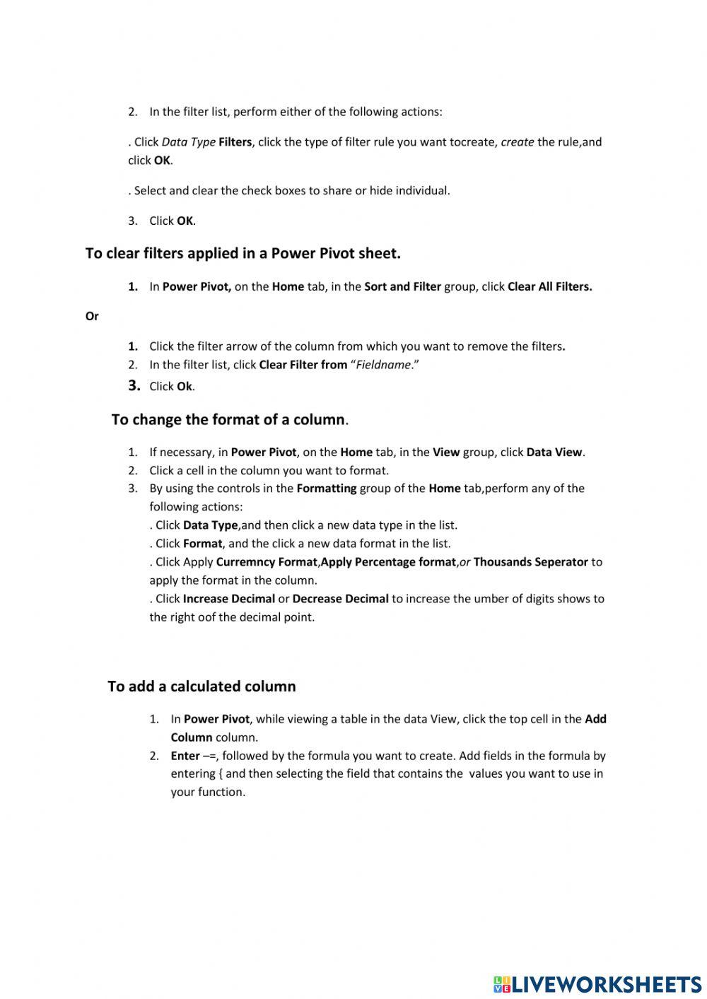 Lesson  3    Analysing Data by Using Power Pivot.