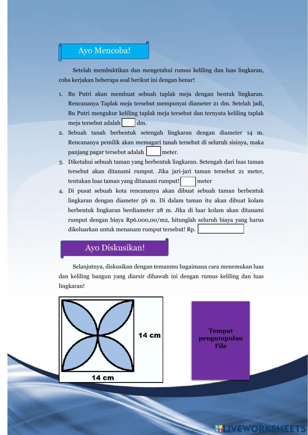 Elektronik Lembar Kerja Peserta Didik 2 'Keliling dan Luas Lingkaran'