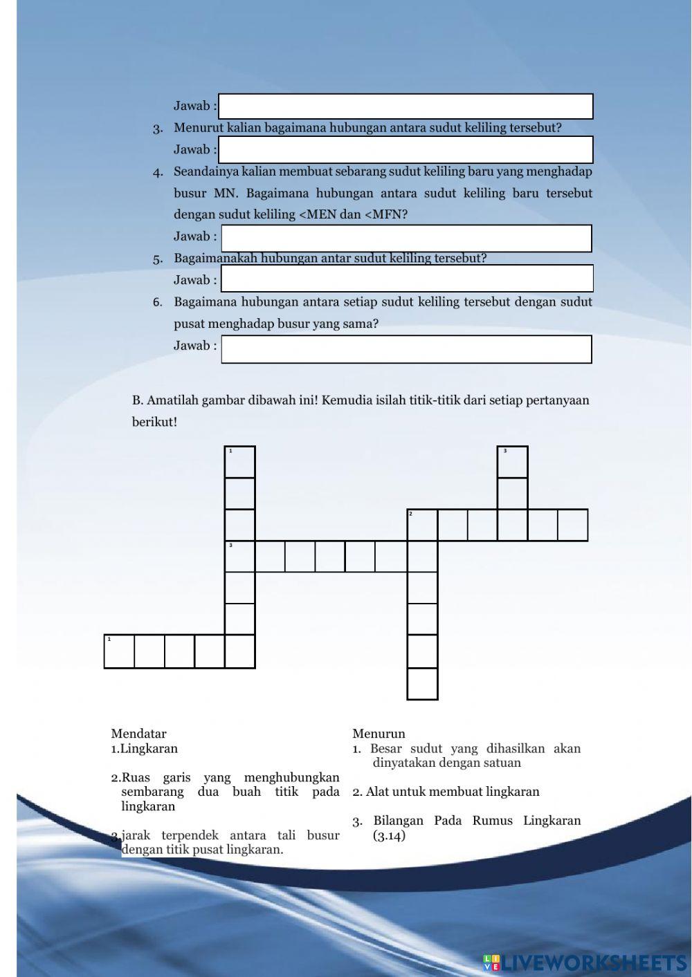 Elektronik Lembar Kerja Peserta Didik 3 'Sudut Pusat dan Sudut Keliling Lingkaran'