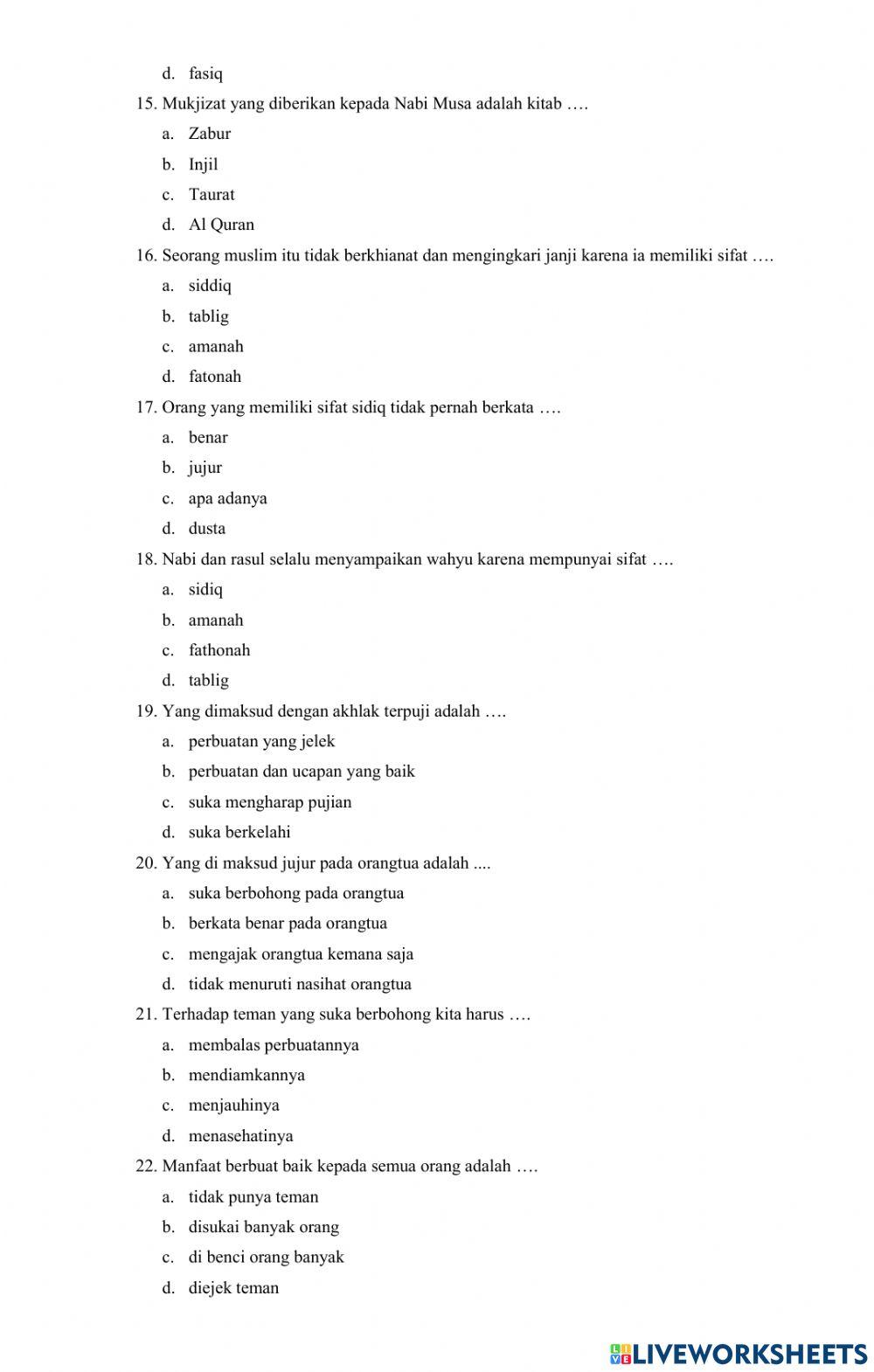 Pat aqidah akhlak kelas iv