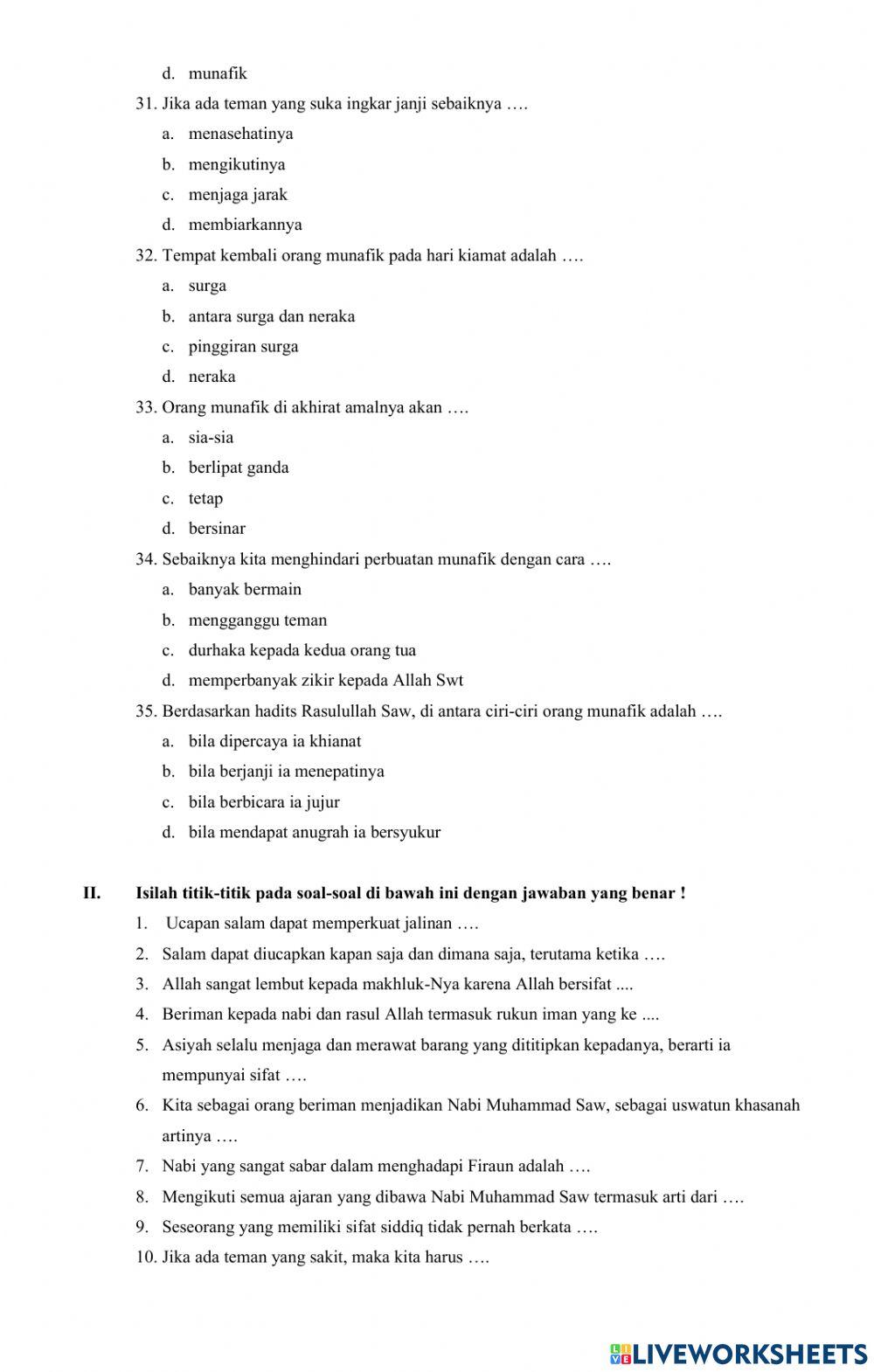 Pat aqidah akhlak kelas iv