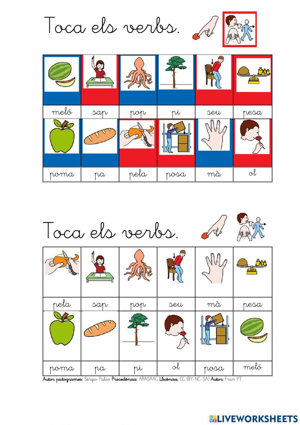 Identificar verbs amb p, l, s.