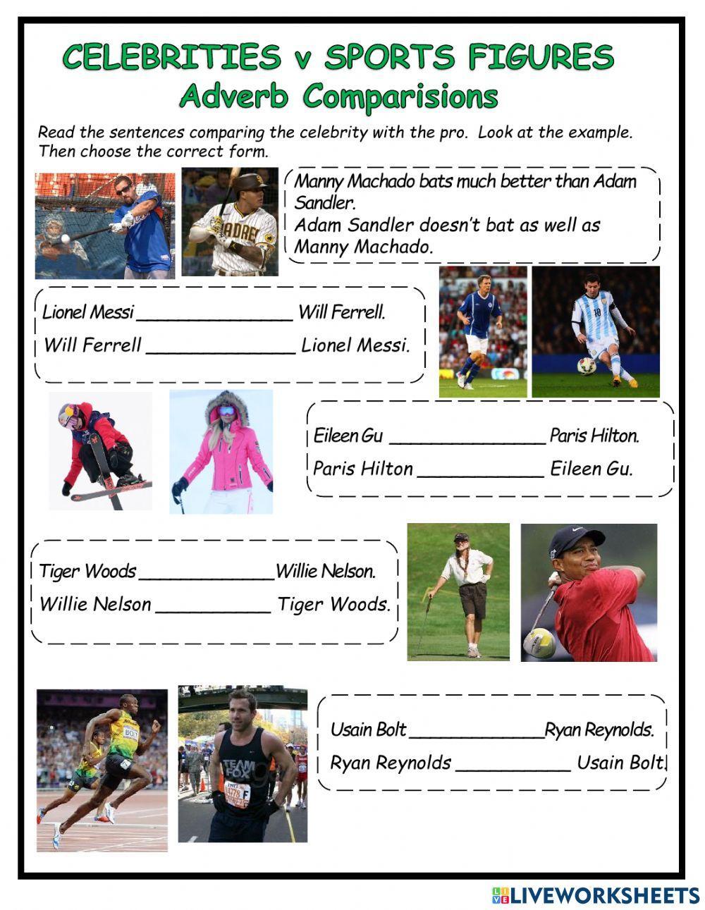 Adverb Comparisons - Celebrities v Pros