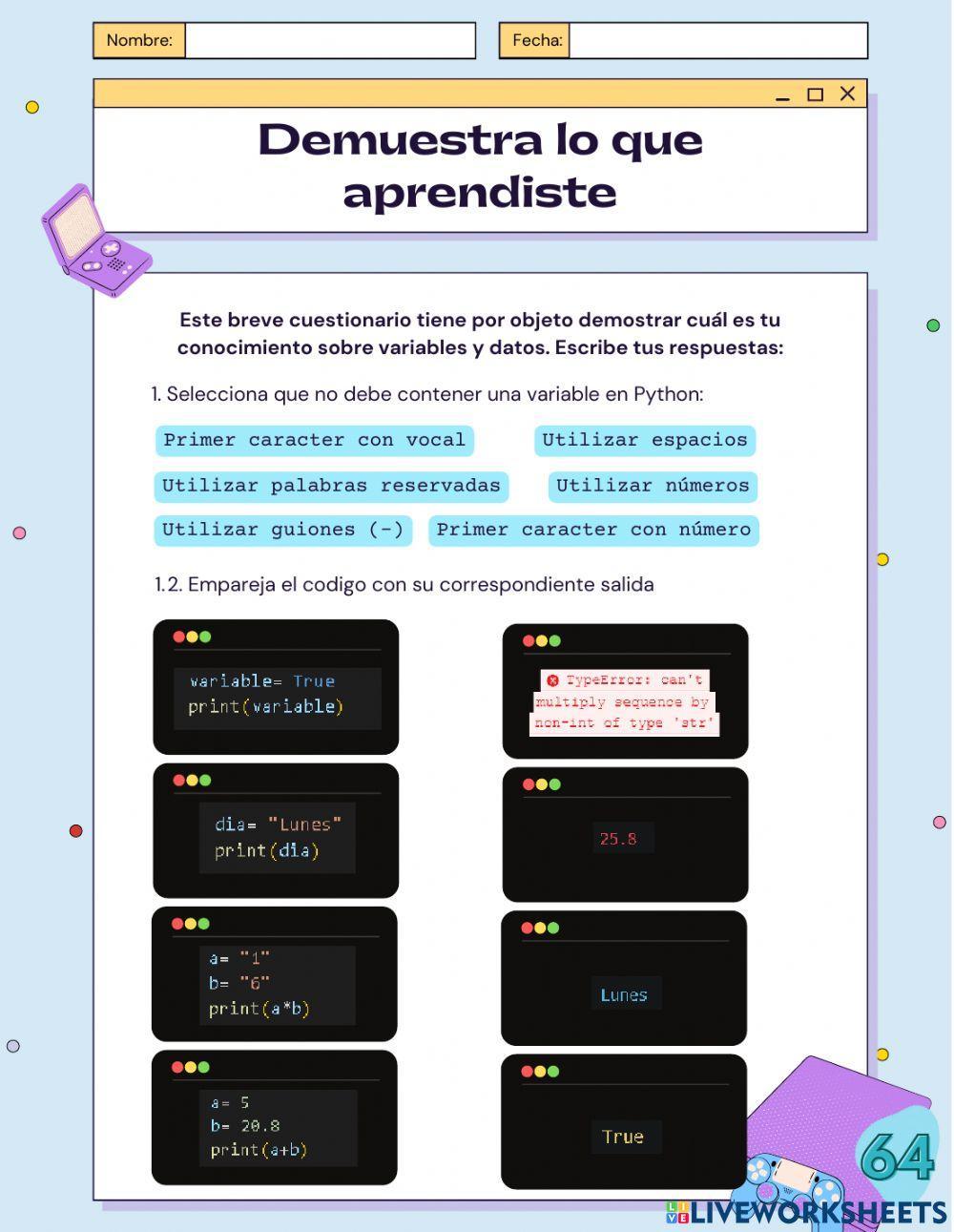 Ejercicio Python -Variables, datos, conversión y concatenación