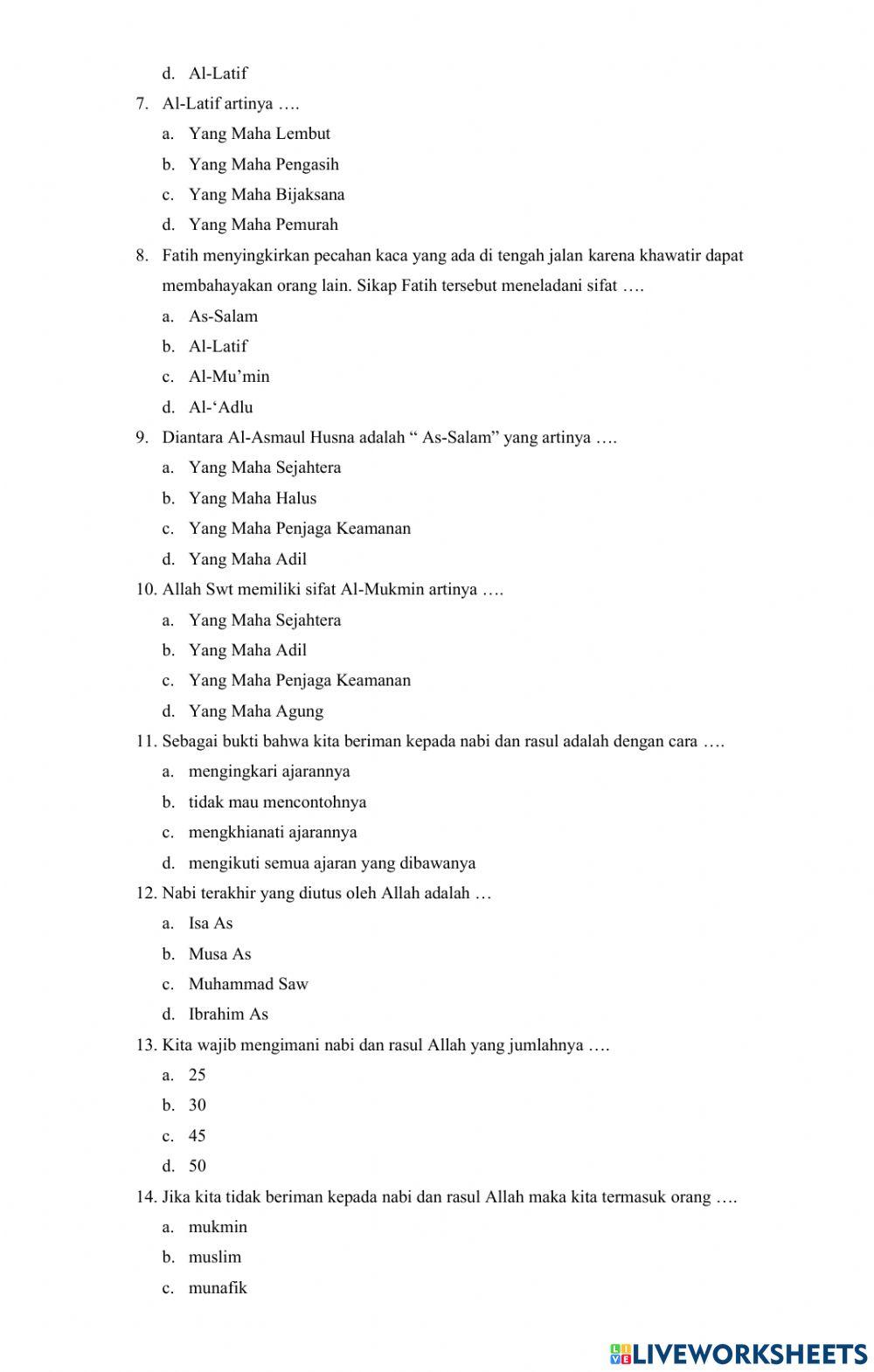 Pat aqidah akhlak kelas iv