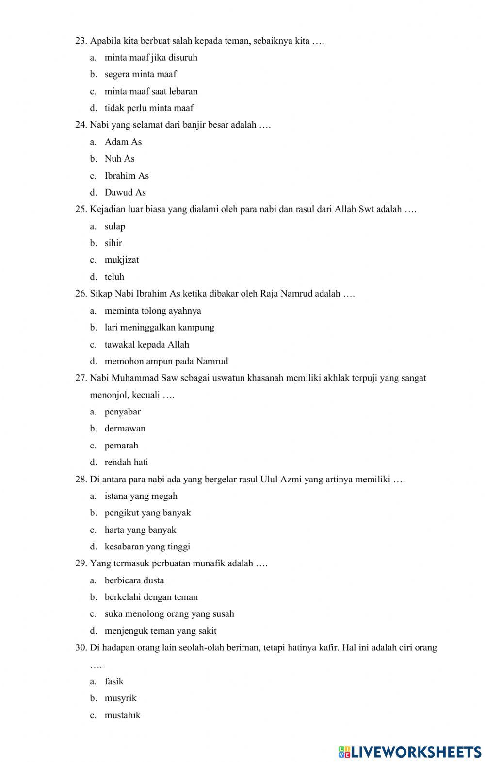 Pat aqidah akhlak kelas iv