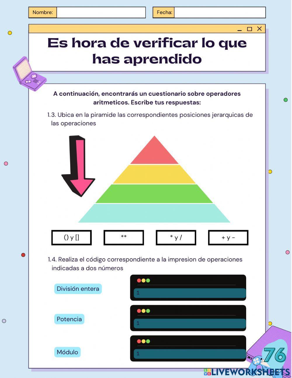 Ejercicios Python - Operadores aritméticos, digitales y lógicos