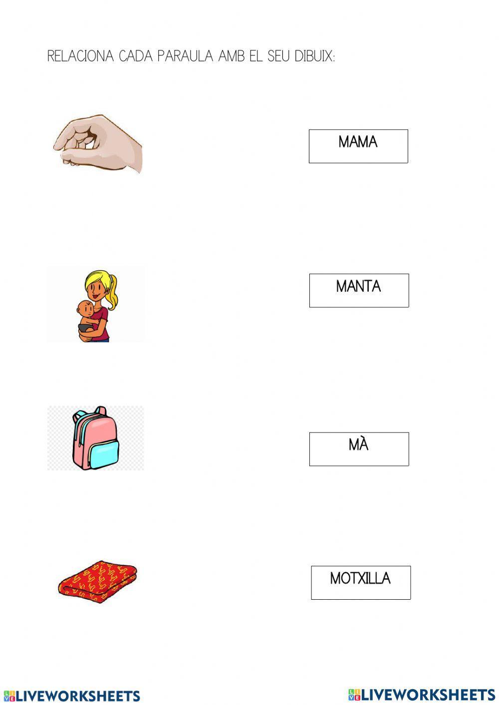 Fitxa d escriure el nom amb el dibuix