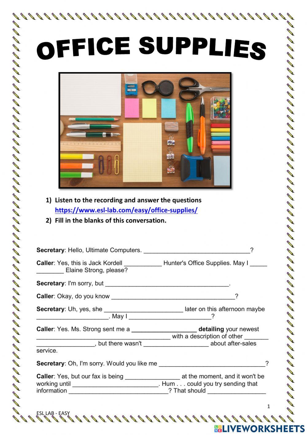 Office supplies dialogue