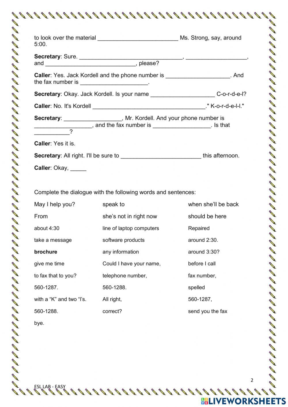 Office supplies dialogue