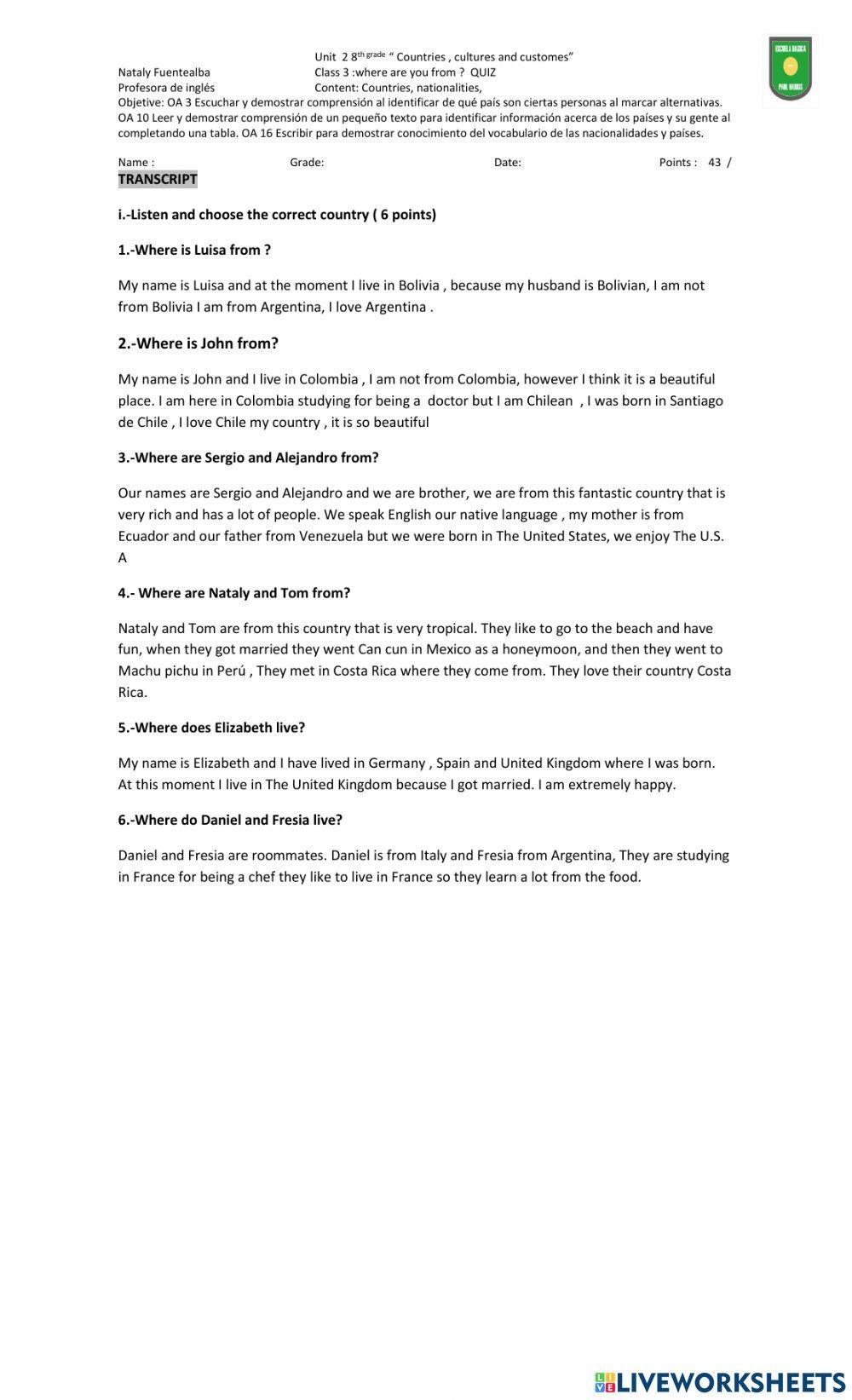 Class 3 unit 2 8th grade