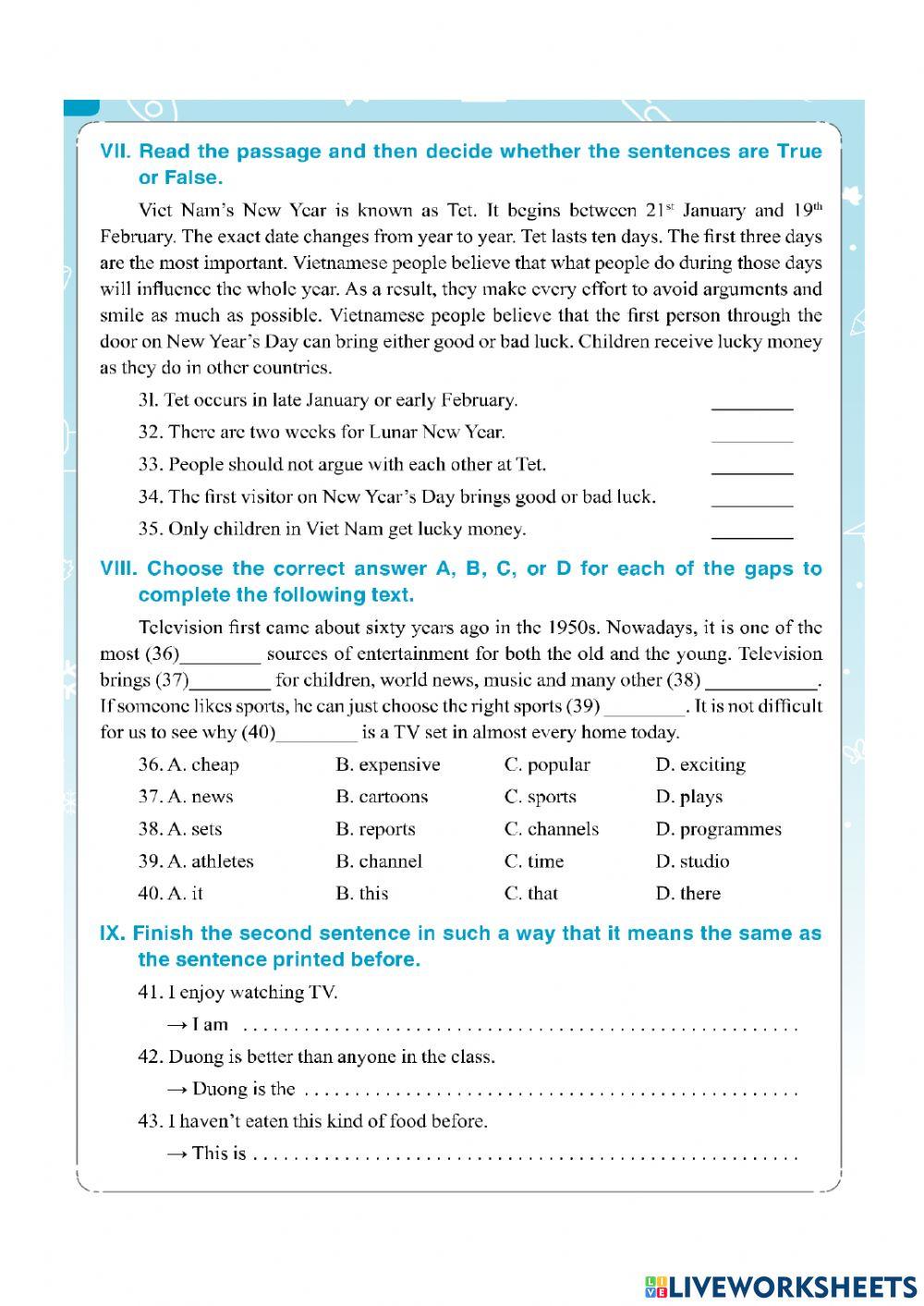 Luyện thi vào 6 CG -Test 10