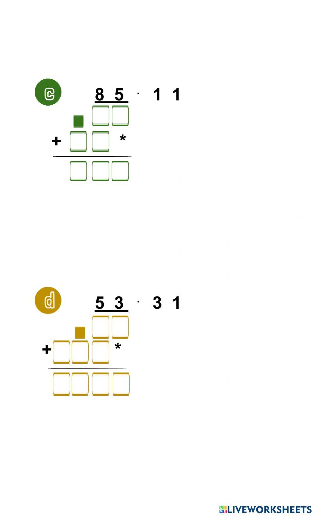 Multiplicaciones con factores de 2 cifras