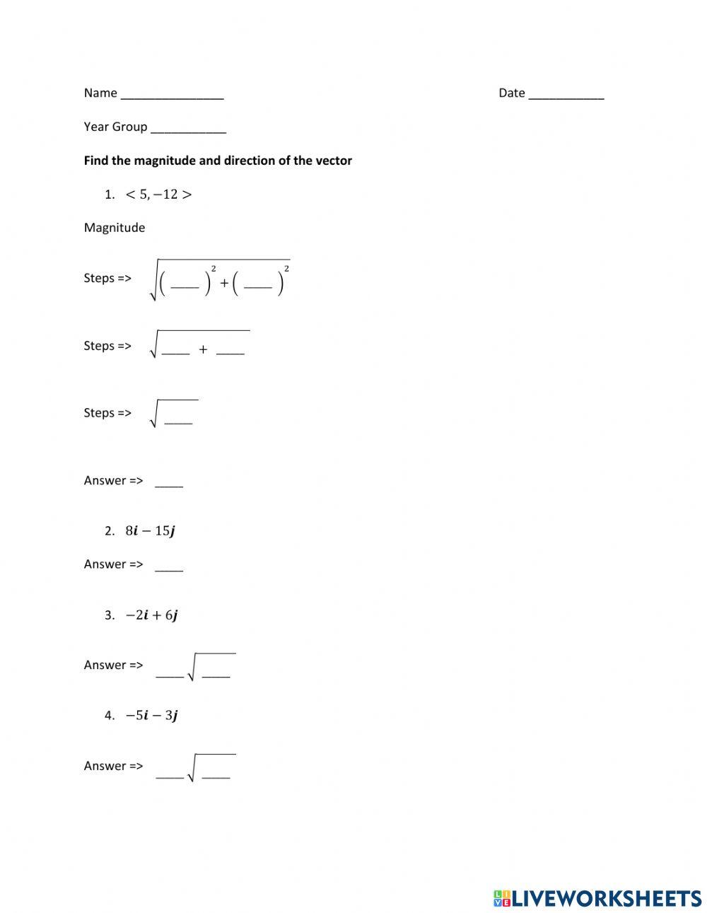 Vectors - Find the Magnitude