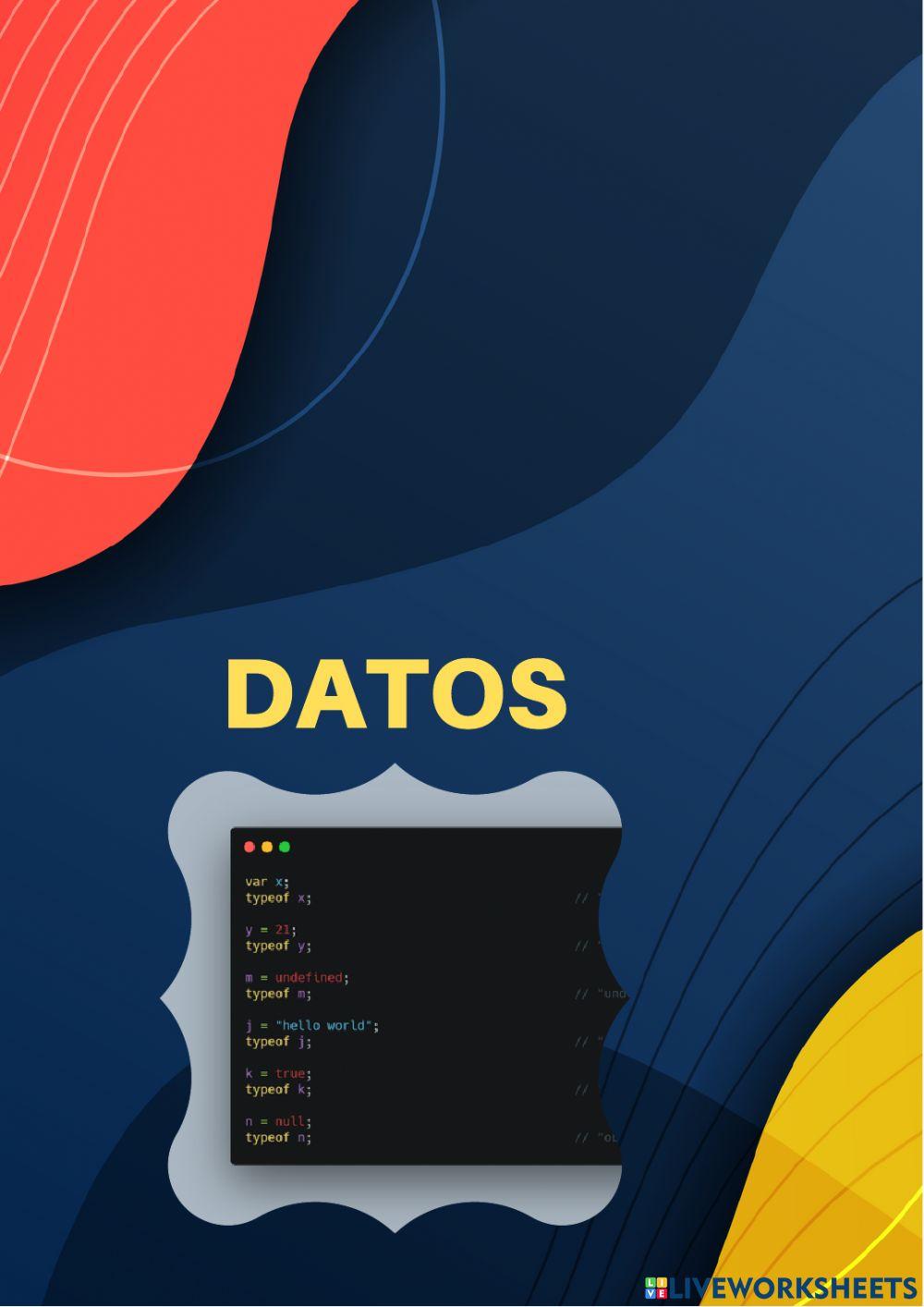 Ejercicios JavaScript - Datos worksheet | Live Worksheets