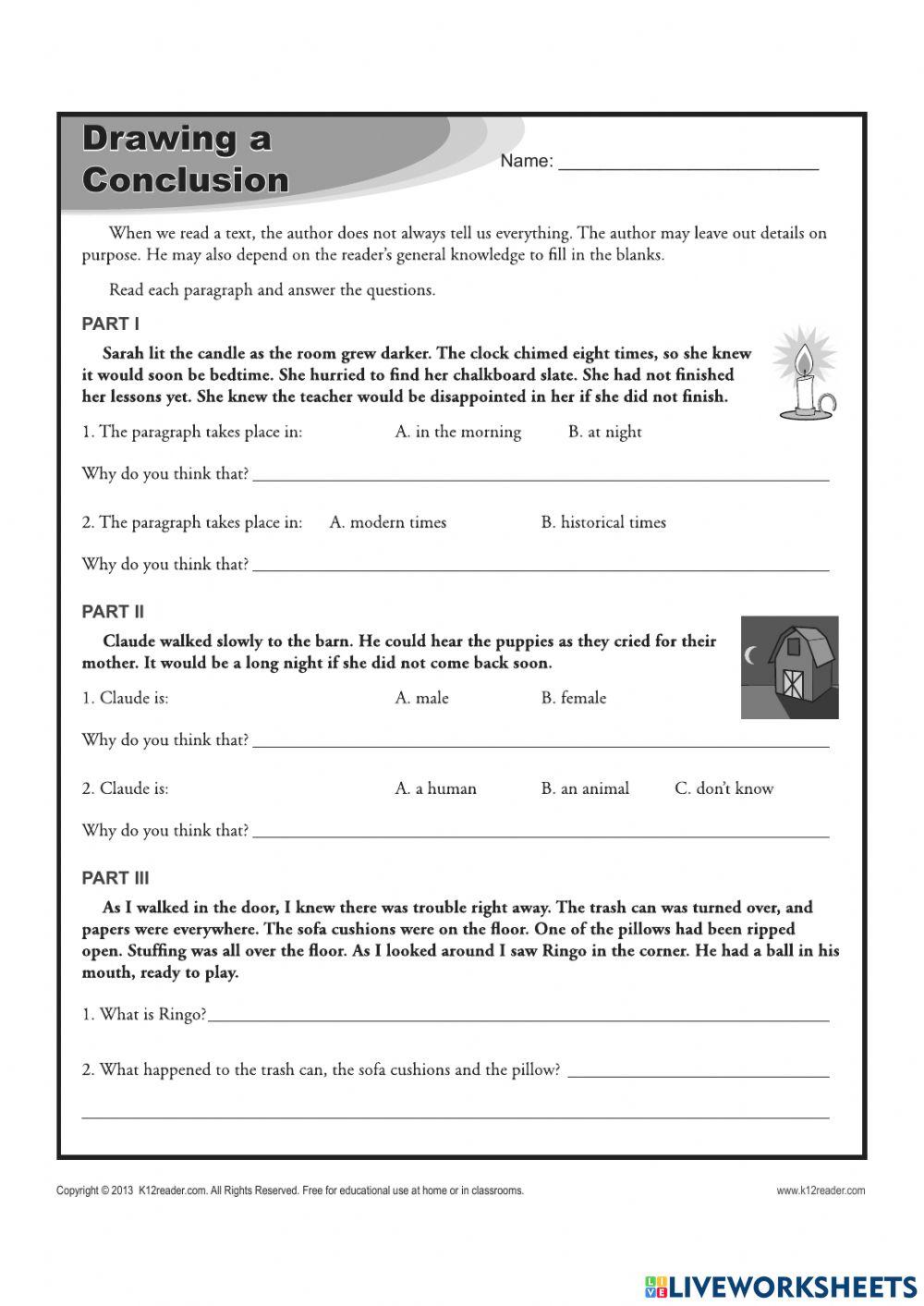 Drawing Conclusions online worksheet for Grade 4 | Live Worksheets