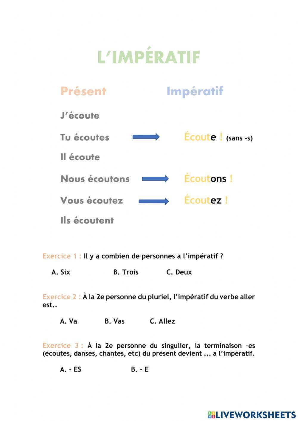 EXERCICES IMPÉRATIF