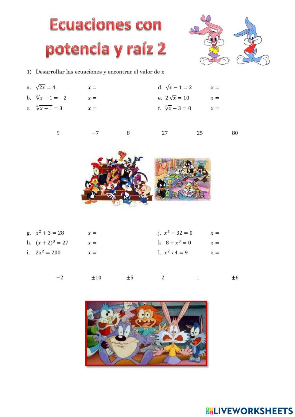 Ecuaciones con potencia y raíz 2