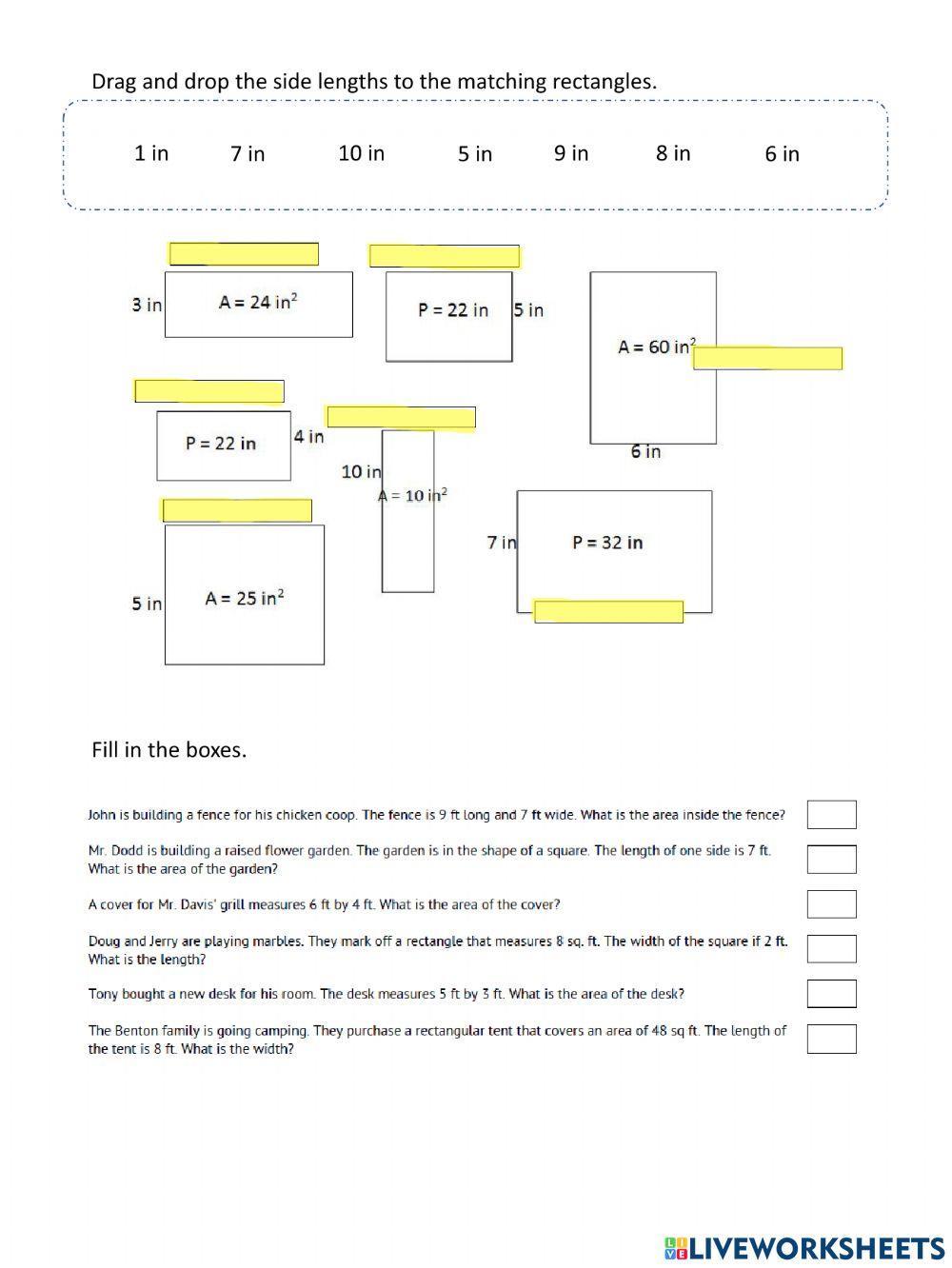 Area and Perimeter Practice