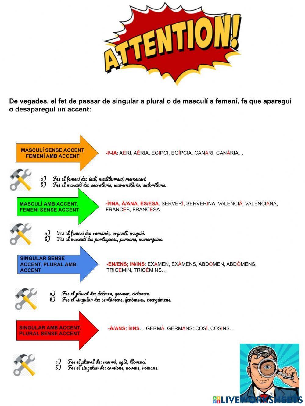 Accent, gènere i nombre