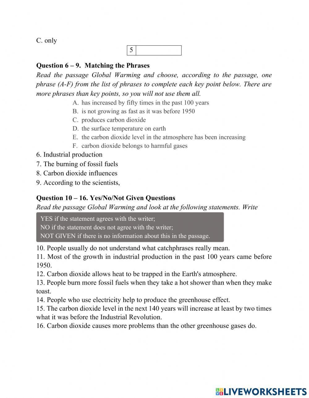 Global Warming - Basic Reading page 65